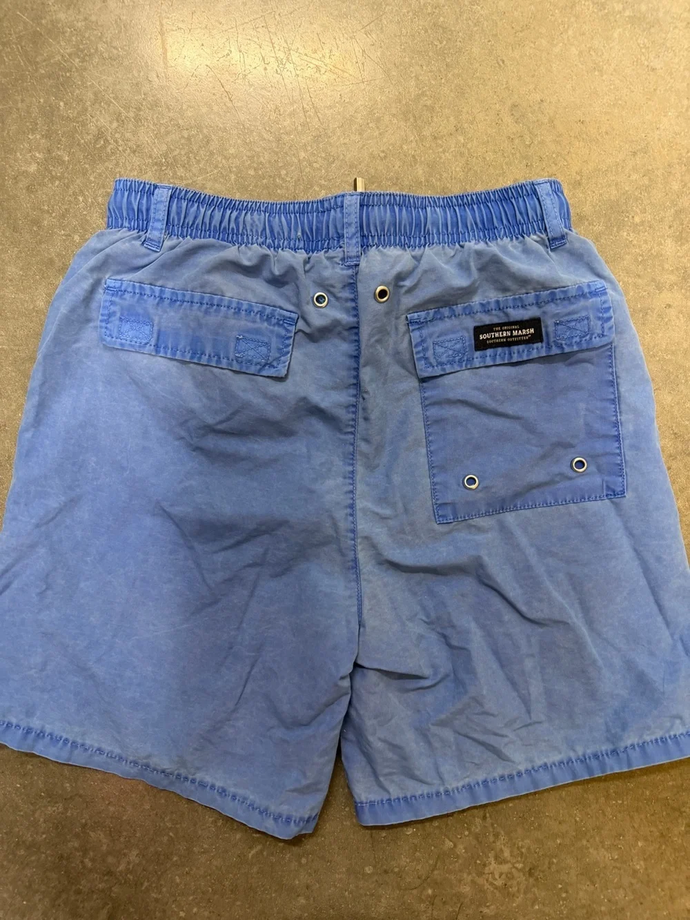 Southern Marsh Light Blue Elastic-Waist Swim Trunks with Drawstring Youth M